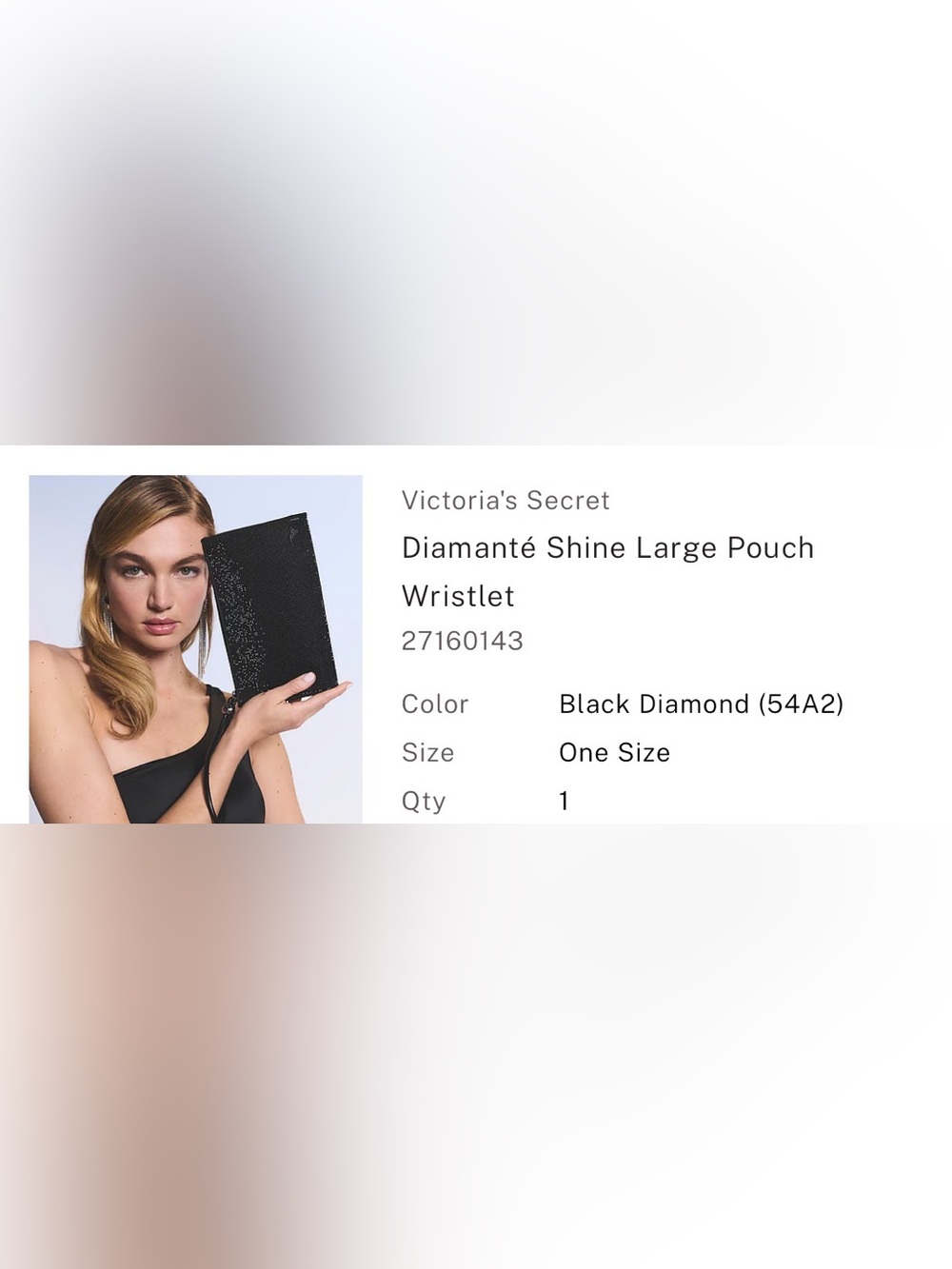 Victoria's Secret Black Diamanté Shine Wristlet Pouch